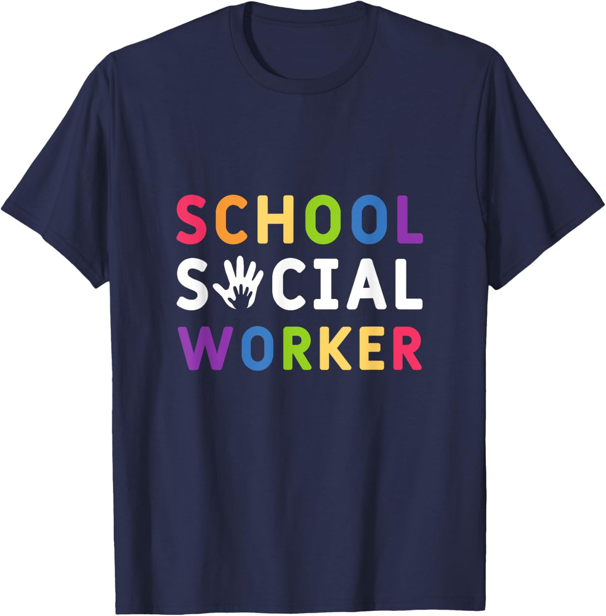 Social Work Rainbow Women School Social Worker T-Shirt - Navy Blue
