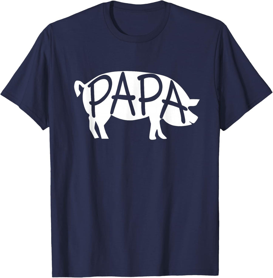 Papa Pig Shirt Gift For Pig Lover T-Shirt - Navy Blue