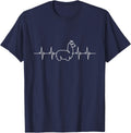 Llama Heartbeat Pulse Alpaca Lover Minimal Line Art T-Shirt - Navy Blue