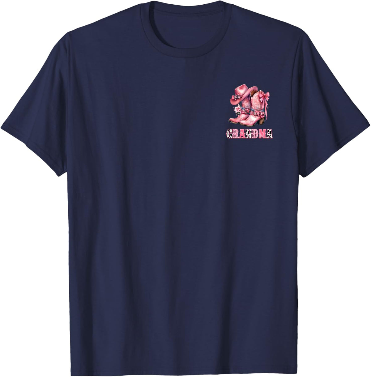 Grandma 1st First Birthday Cowgirl Pink Bow Rodeo Western T-Shirt - Navy Blue