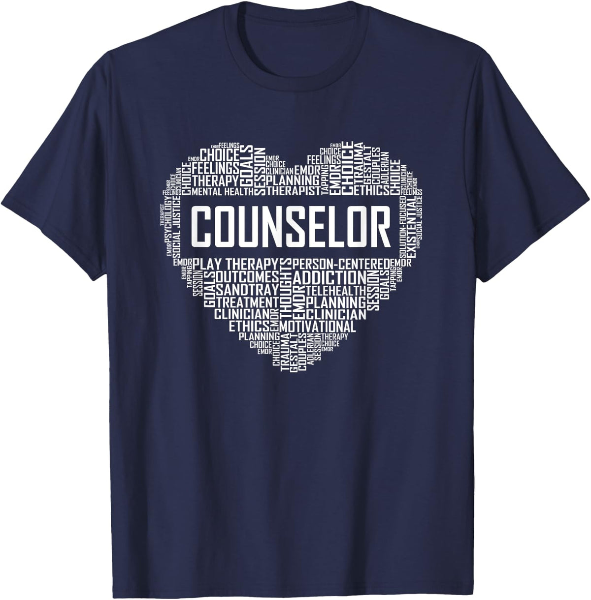 School Counselor Gift Heart Career Guidance Appreciation GIF T-Shirt - Navy Blue