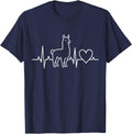 Llama Heartbeat EKG Pulse Line Alpaca Lover T-Shirt - Navy Blue