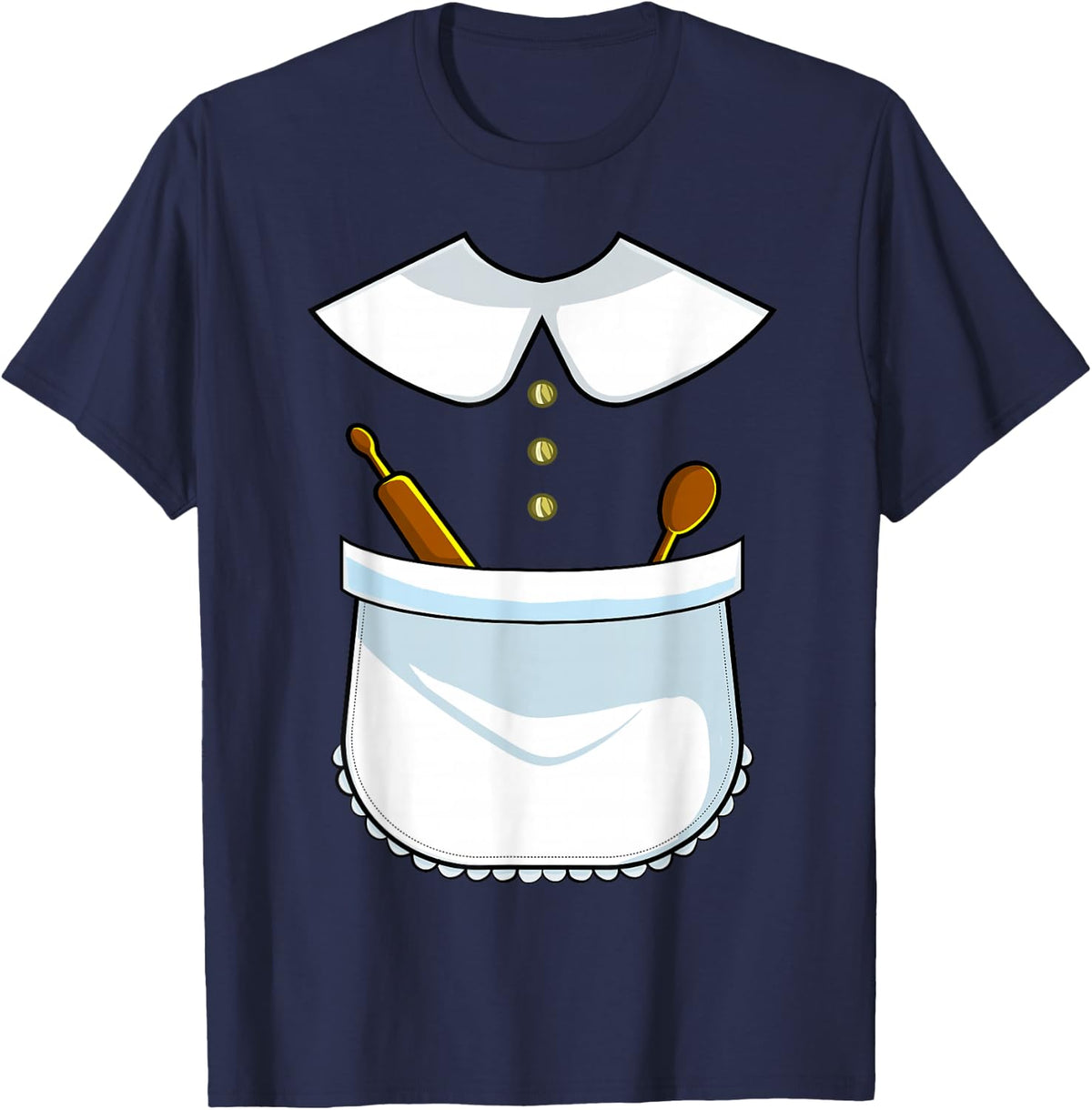 Pilgrim Costume Lady Thanksgiving Turkey Day Women Girls T-Shirt - Navy Blue