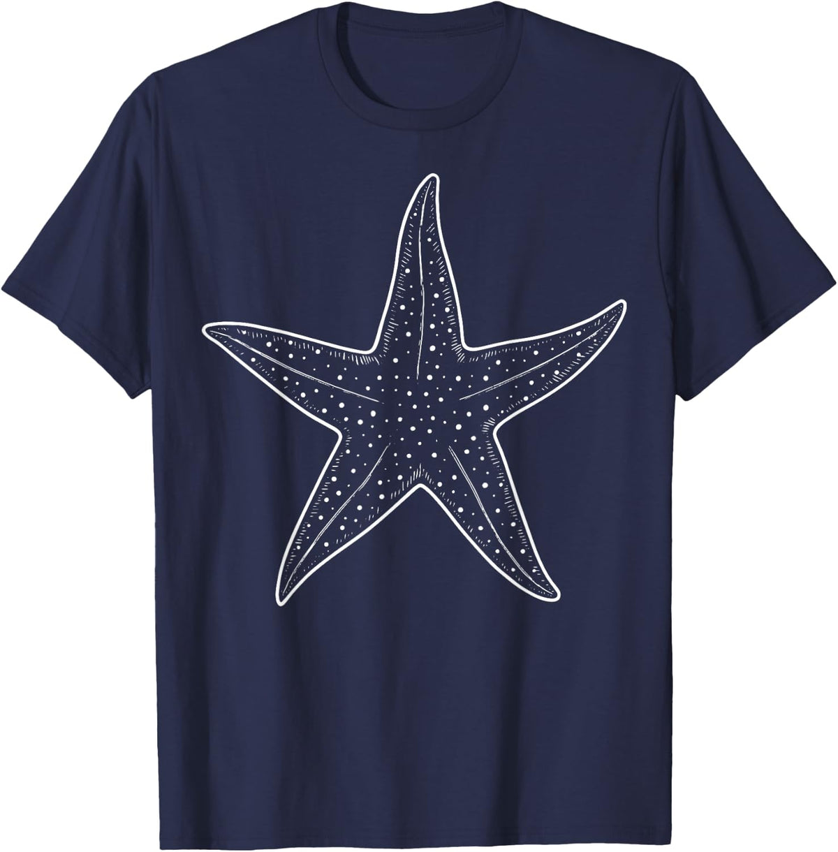 Starfish Illustration T-Shirt - Navy Blue