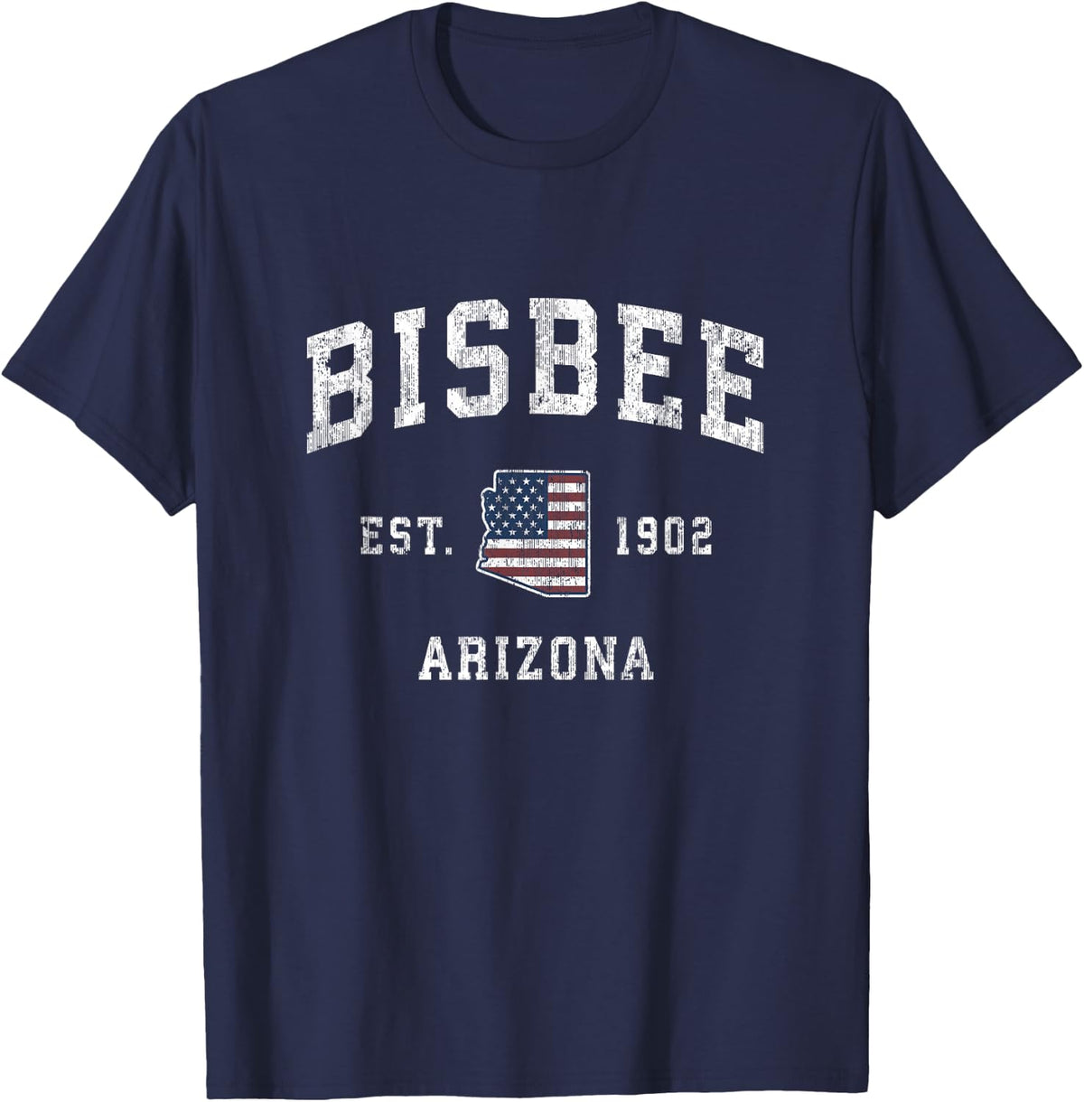 Bisbee Arizona AZ Vintage American Flag Sports Design T-Shirt - Navy Blue