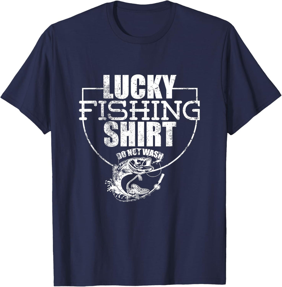 Lucky Fishing Shirt Do No Wash Funny Quote For Fisherman T-Shirt - Navy Blue