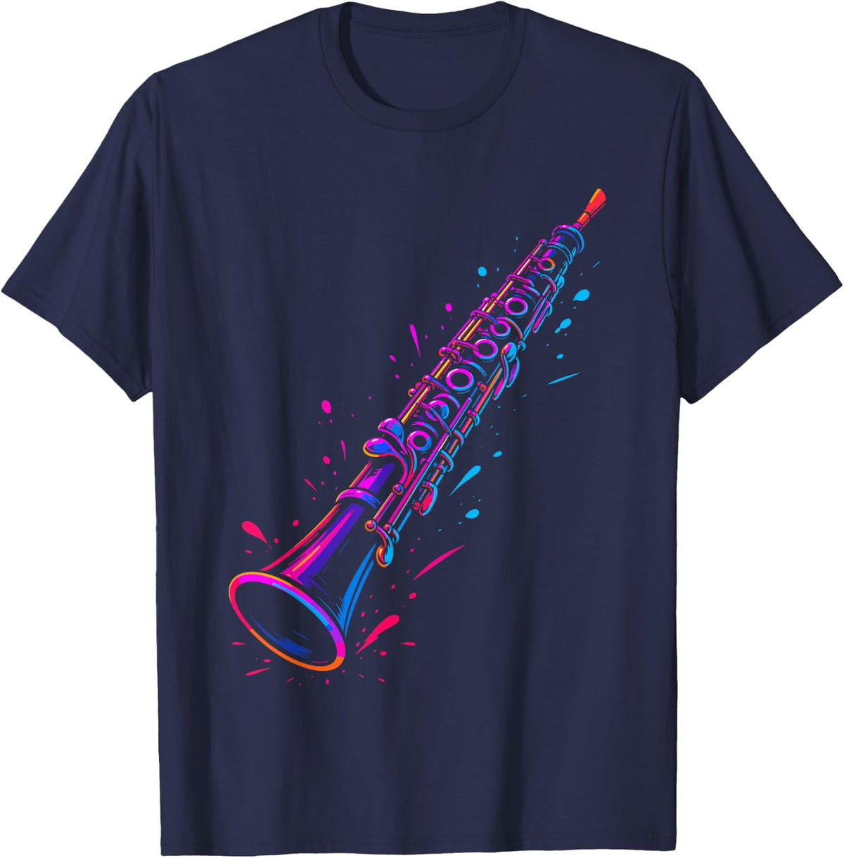 Oboe Player Retro Musical Instrument Art T-Shirt - Navy Blue