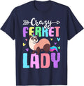 Crazy Ferret Lady Female Ferret Lover T-Shirt - Navy Blue
