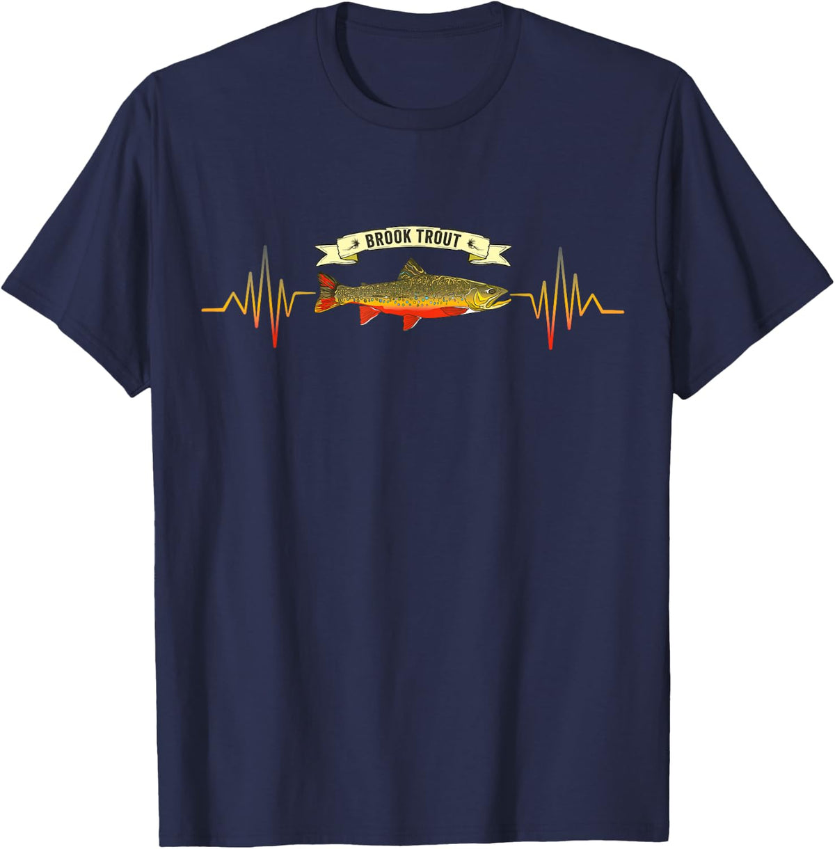 Funny Fly Fishing Enthusiast Brook Trout Fisherman T-Shirt - Navy Blue