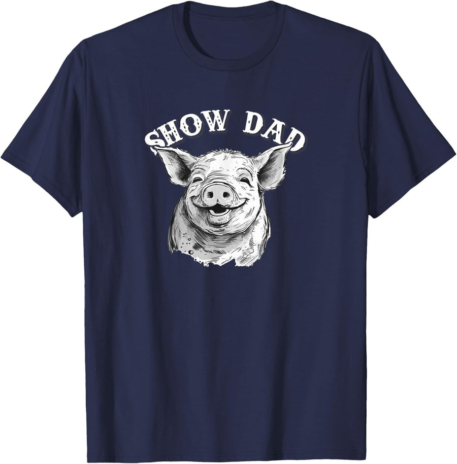Show Dad Cute Show Pig Lover T-Shirt - Navy Blue