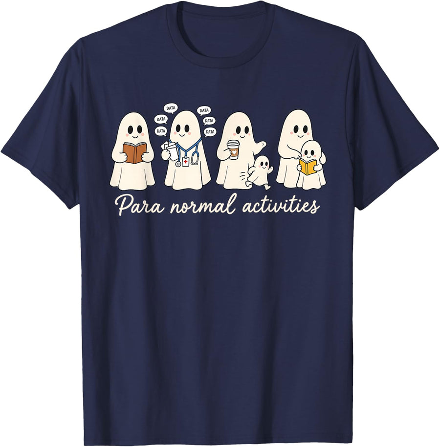Funny para Normal Activities SPED Teachers Ghost Halloween T-Shirt - Navy Blue