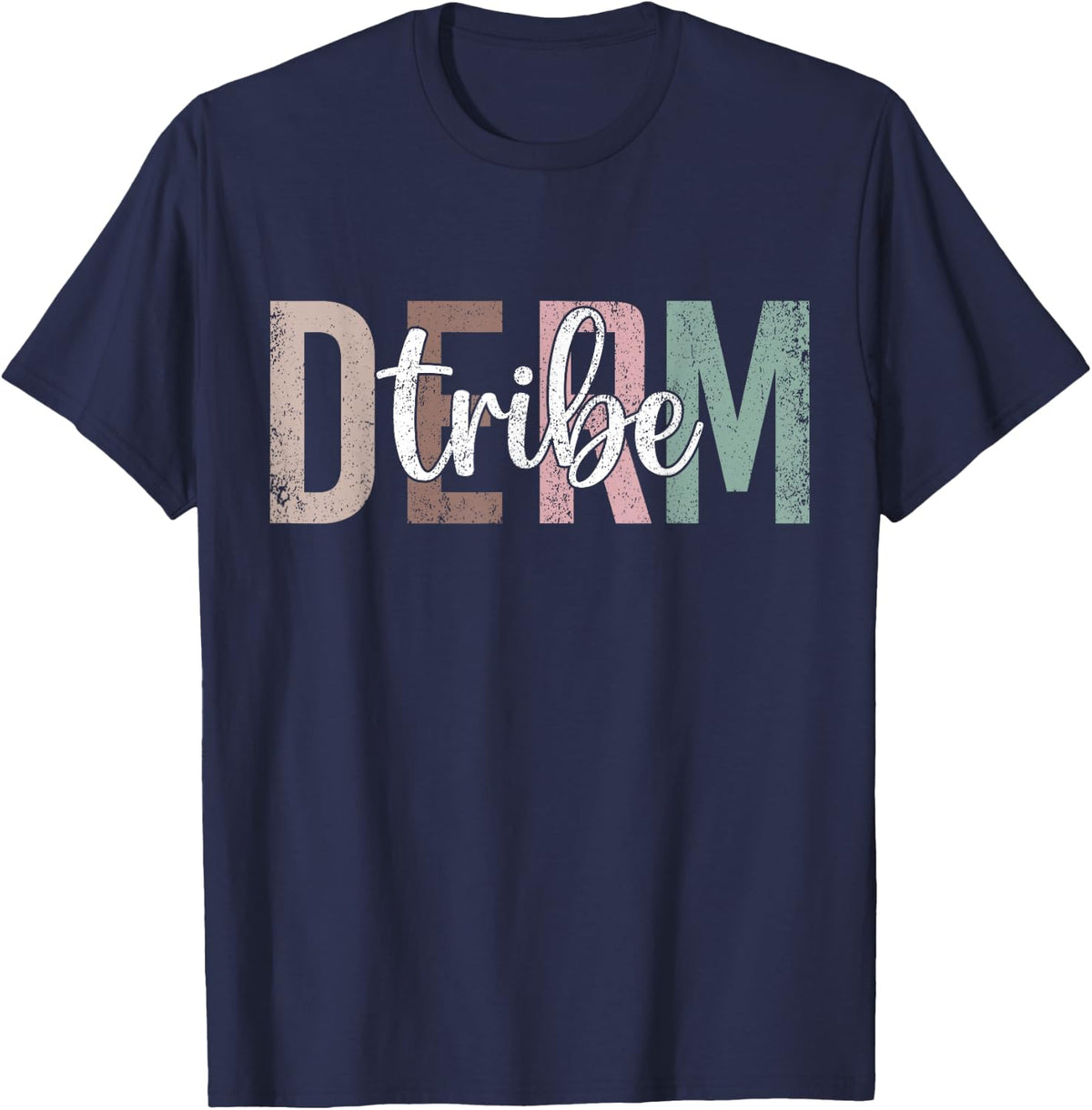 Vintage Derm Tribe Dermatology Nurse Cosmetic Dermatologist T-Shirt - Navy Blue