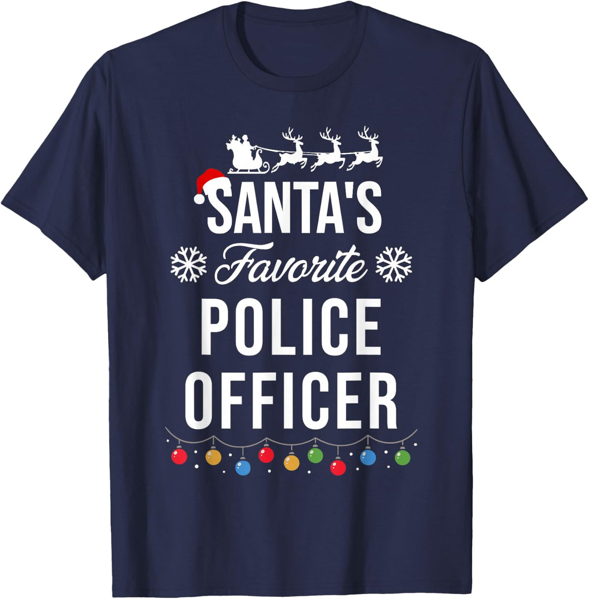 Santa's Favorite Police Officer Funny Christmas Xmas T-Shirt - Navy Blue