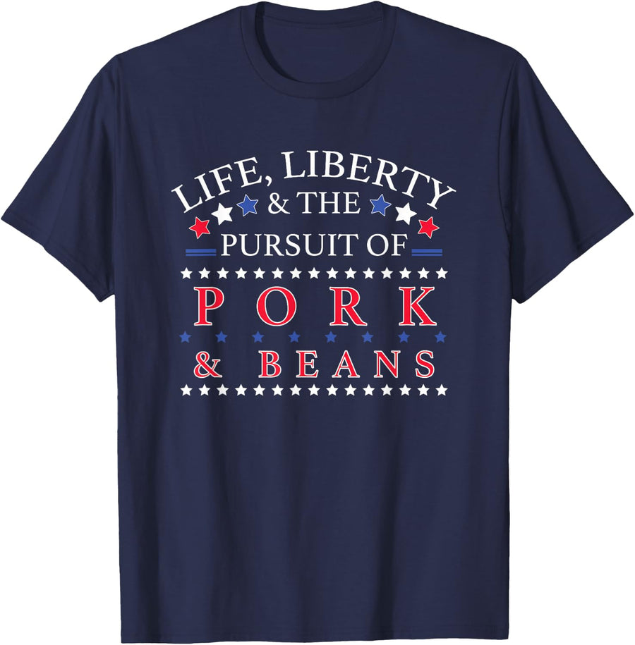 Funny Pork and Beans Shirt - Novelty Gift T-Shirt - Navy Blue