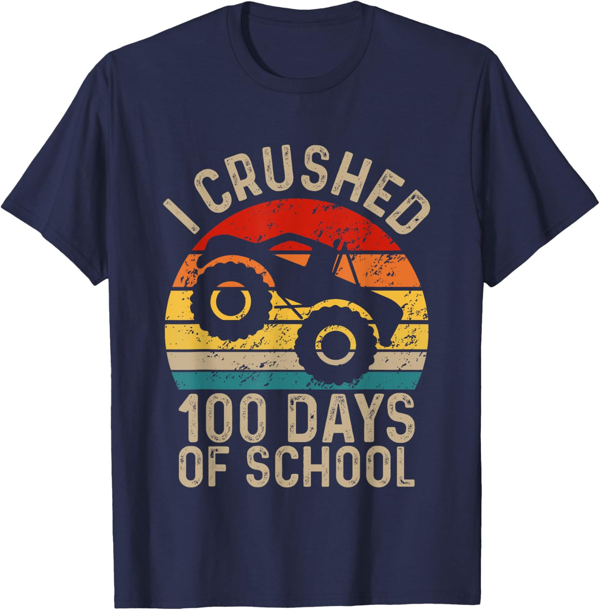I Crushed 100 Days Of School Boys Kids 100th Day Of School T-Shirt - Navy Blue