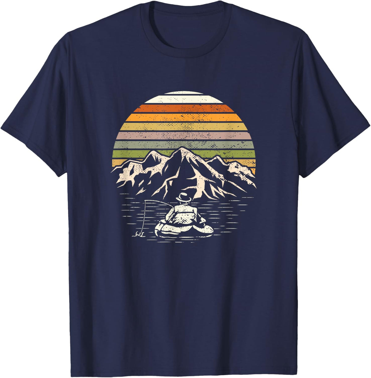 Vintage Fly Fishing T-Shirt - Navy Blue