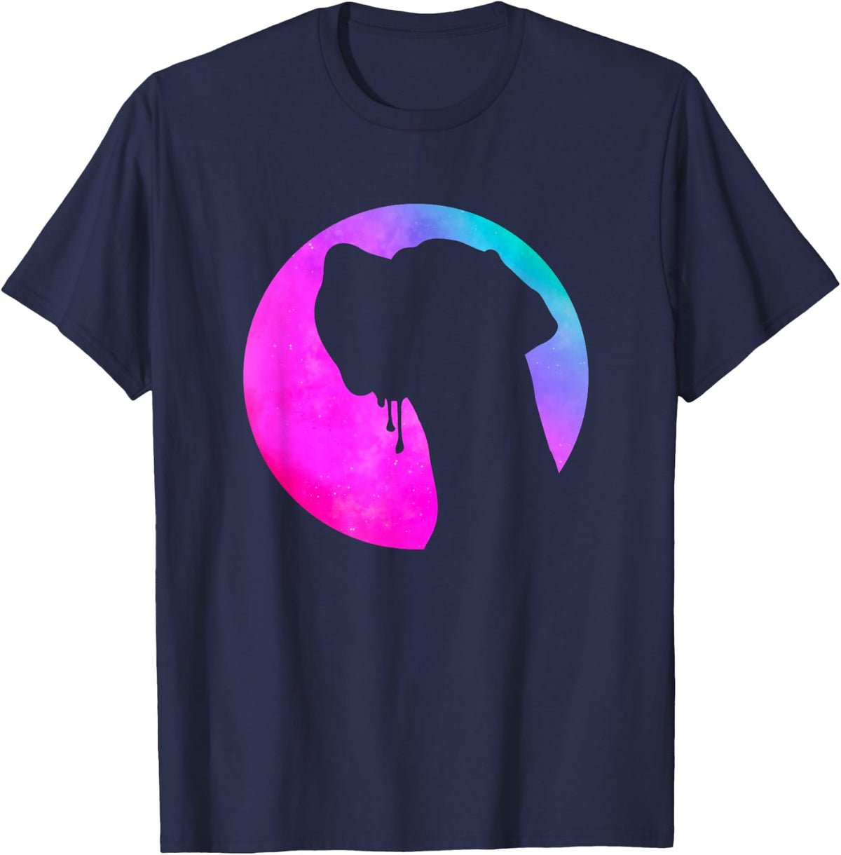 Great Dane Profile Starry Sky Colourful T-Shirt - Navy Blue