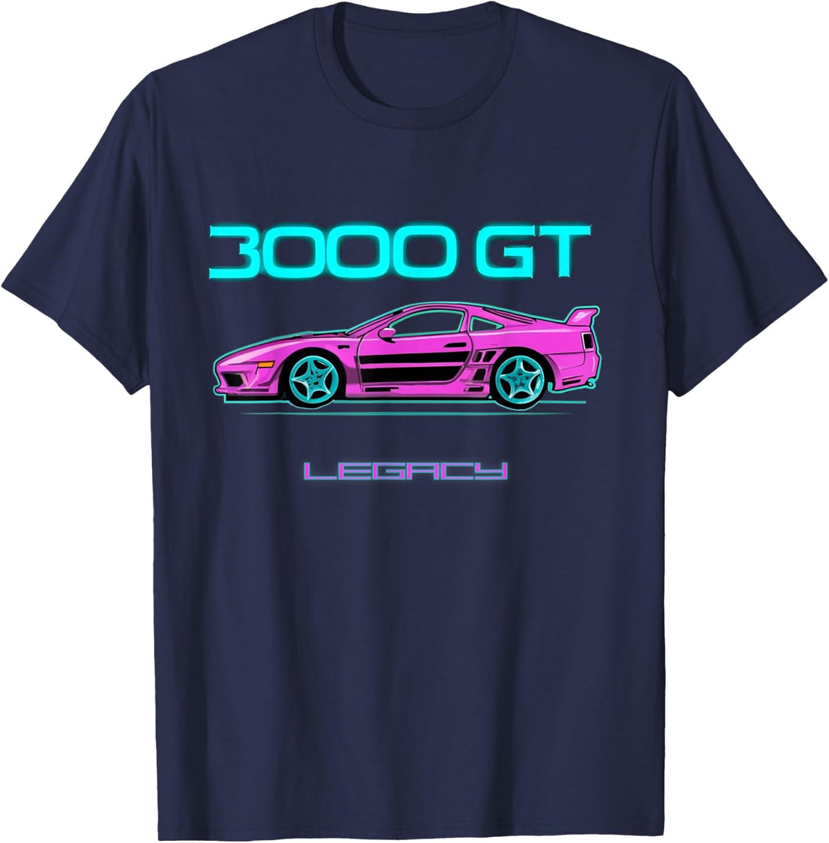 Legacy: Synthwave Style 3000 GT T-Shirt - Navy Blue