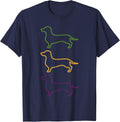 Dachshund Mardi Gras Beads, Wiener Dog Shirt, Weenie Dog T-Shirt - Navy Blue
