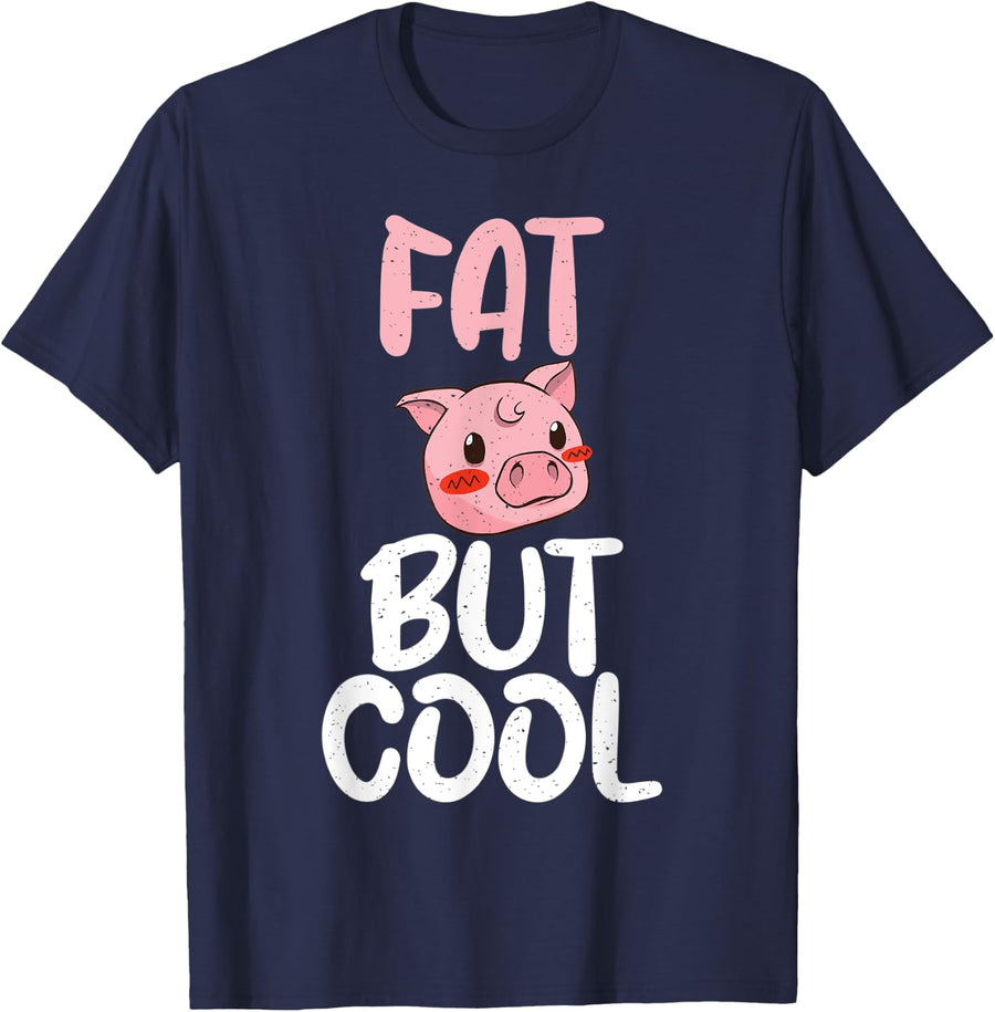 Fat but cool Pig Owner Pig Farmer T-Shirt - Navy Blue