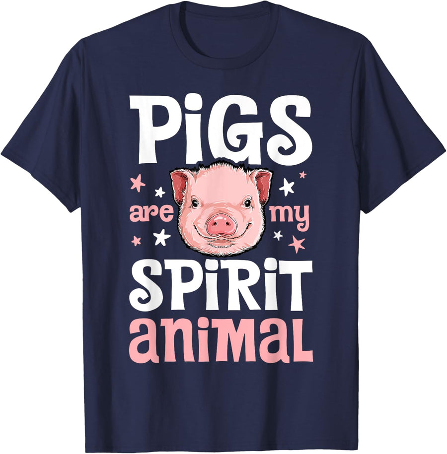 I Love Pigs Funny Pig Lover Farmer Women Farm Animal Vintage T-Shirt - Navy Blue