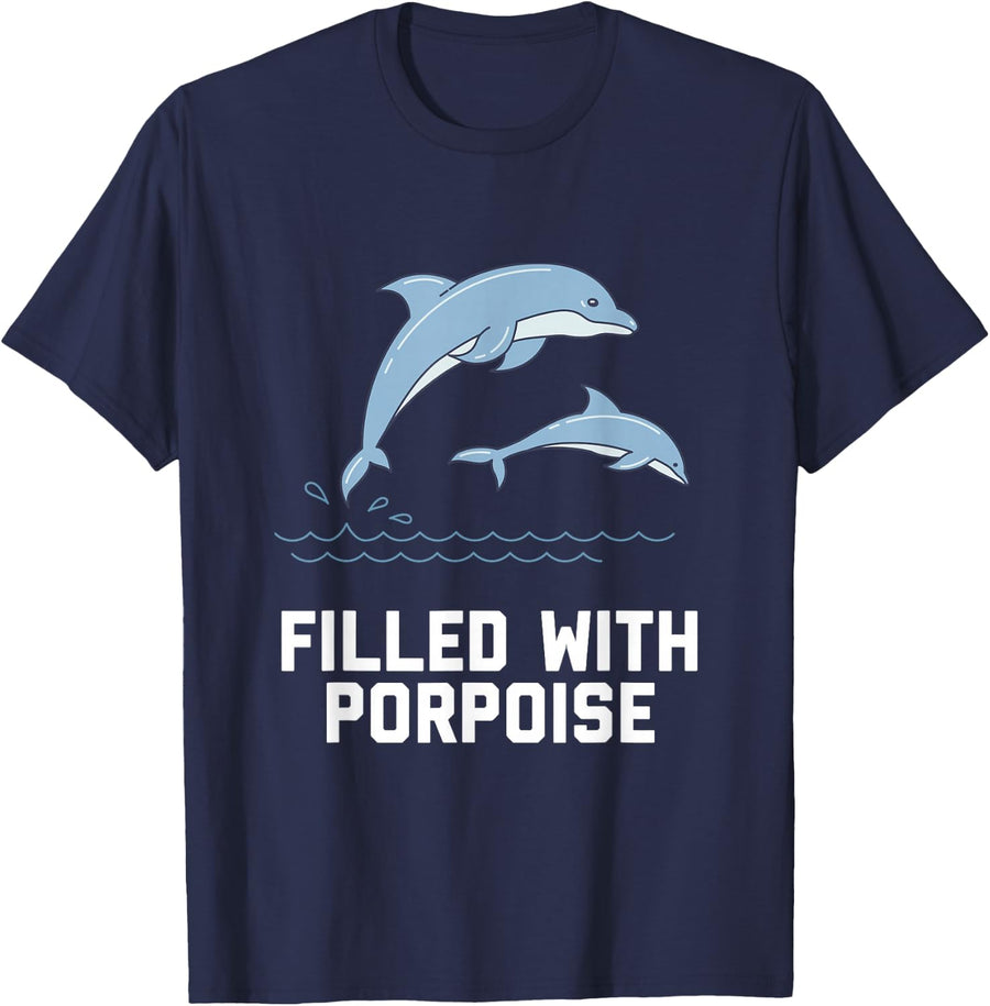 Porpoise Pun Ocean Animal Humour Dolphin Funny Porpoise T-Shirt - Navy Blue