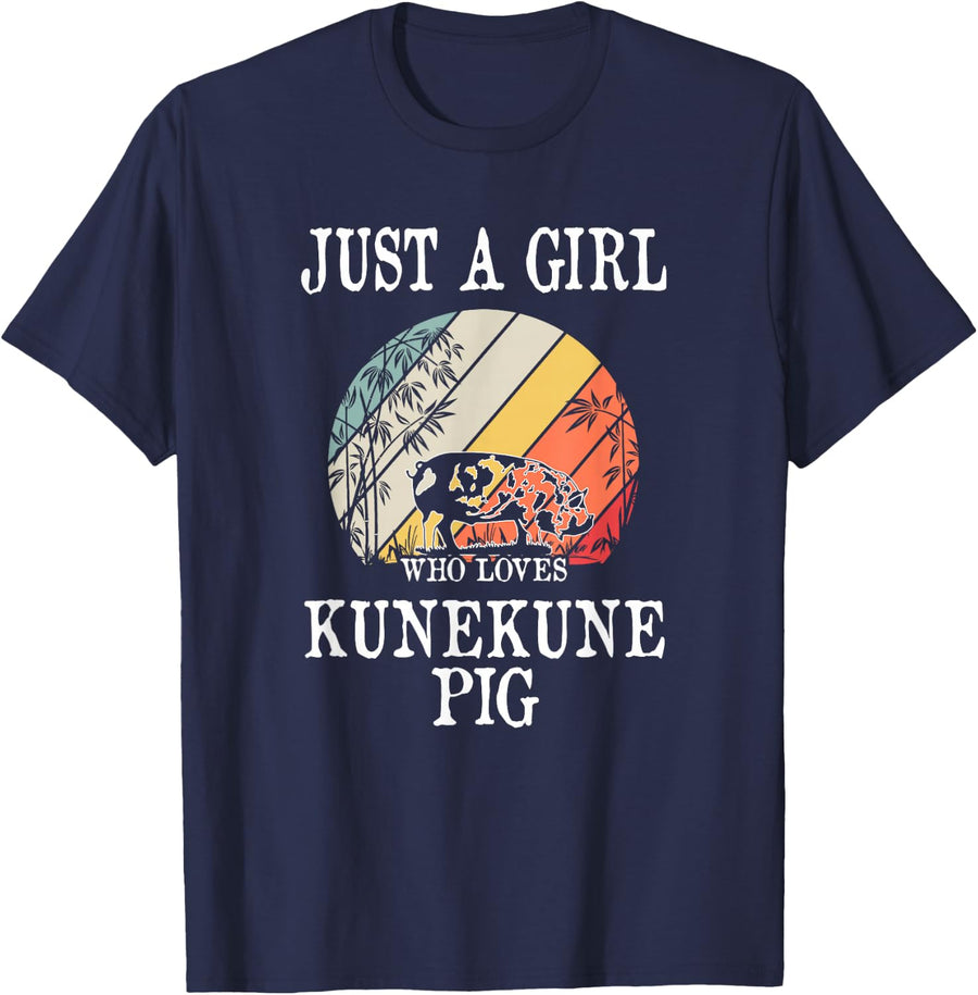 Just A Girl Who Loves Kunekune Pig T-Shirt - Navy Blue