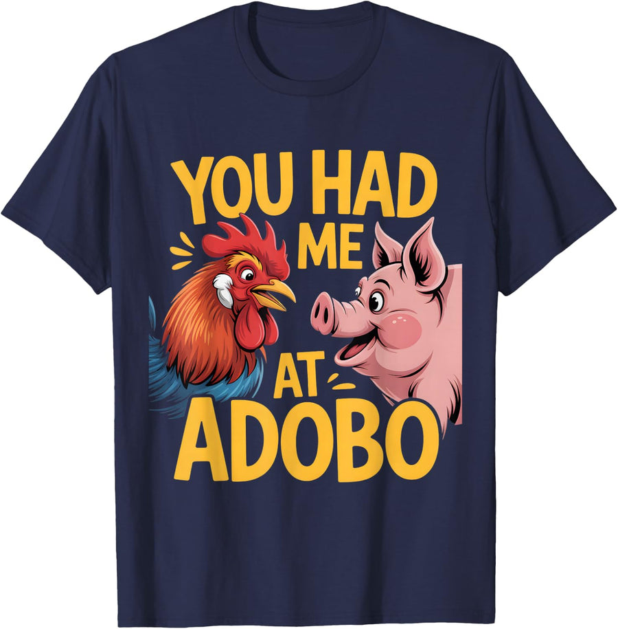Funny Adobo Saying Rooster Pig Filipino Women Men T-Shirt - Navy Blue
