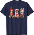 Retro Ferret Cute Valentine T-Shirt - Navy Blue