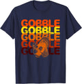 Gobble Gobble Gobble Gobble Gobble Happy Thanksgiving T-Shirt - Navy Blue