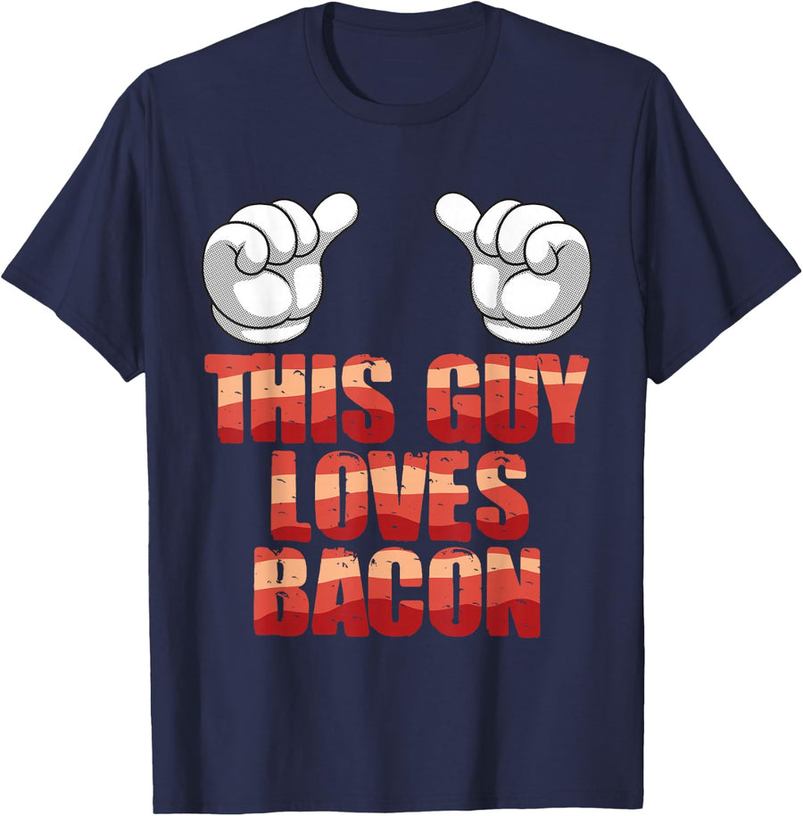 Cool Bacon Costume for Men Boys Kids Bacon Gag Bacon Lover T-Shirt - Navy Blue