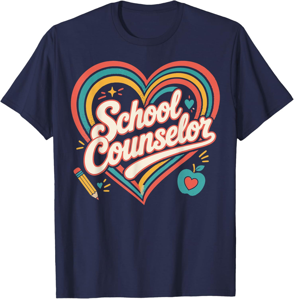 School Counselor Heart Counseling T-Shirt - Navy Blue
