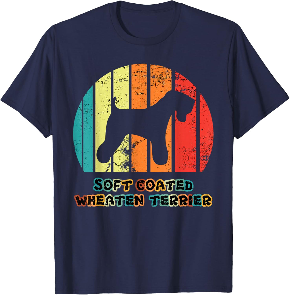 Soft-Coated Wheaten Terrier – Vintage Retro Sunset Dog T-Shirt - Navy Blue