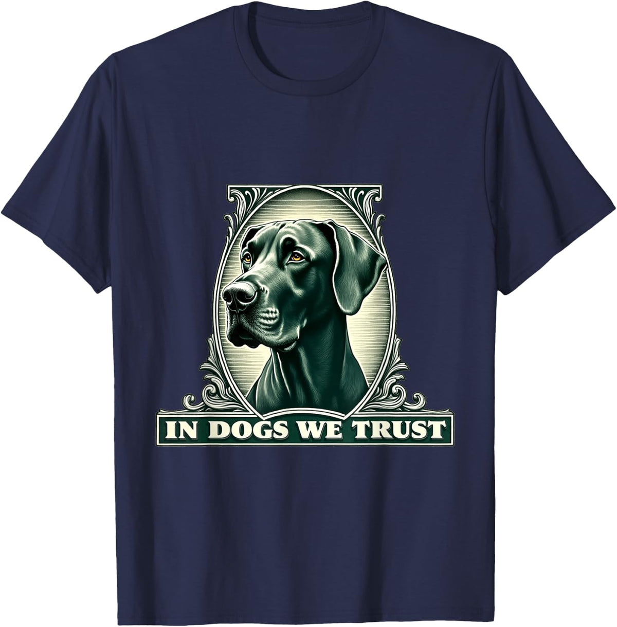 In Great Dane We Trust Funny Vintage Great Dane Dog T-Shirt - Navy Blue