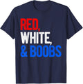 Red White and Boobs Merica Tshirt Gag Gift T-Shirt - Navy Blue