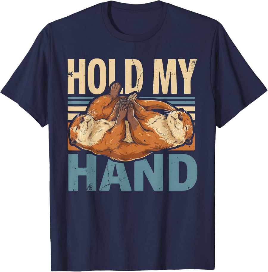 Hold My Hand Guinea Pig Lovers Pet Connection T-Shirt - Navy Blue