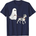 Ghost Walking Dog Ghost Great Dane Halloween Costume T-Shirt - Navy Blue