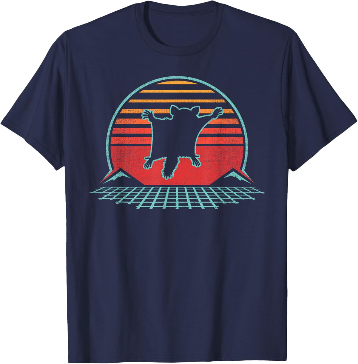 Sugar Glider Lover Animal Retro Vintage 80s Style T-Shirt - Navy Blue
