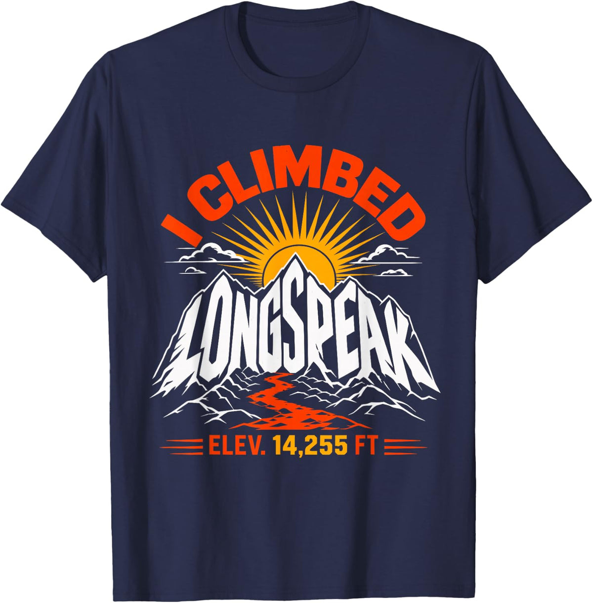 Bergsteiger Longs Peak Mountain Hiker Mountaineer T-Shirt - Navy Blue