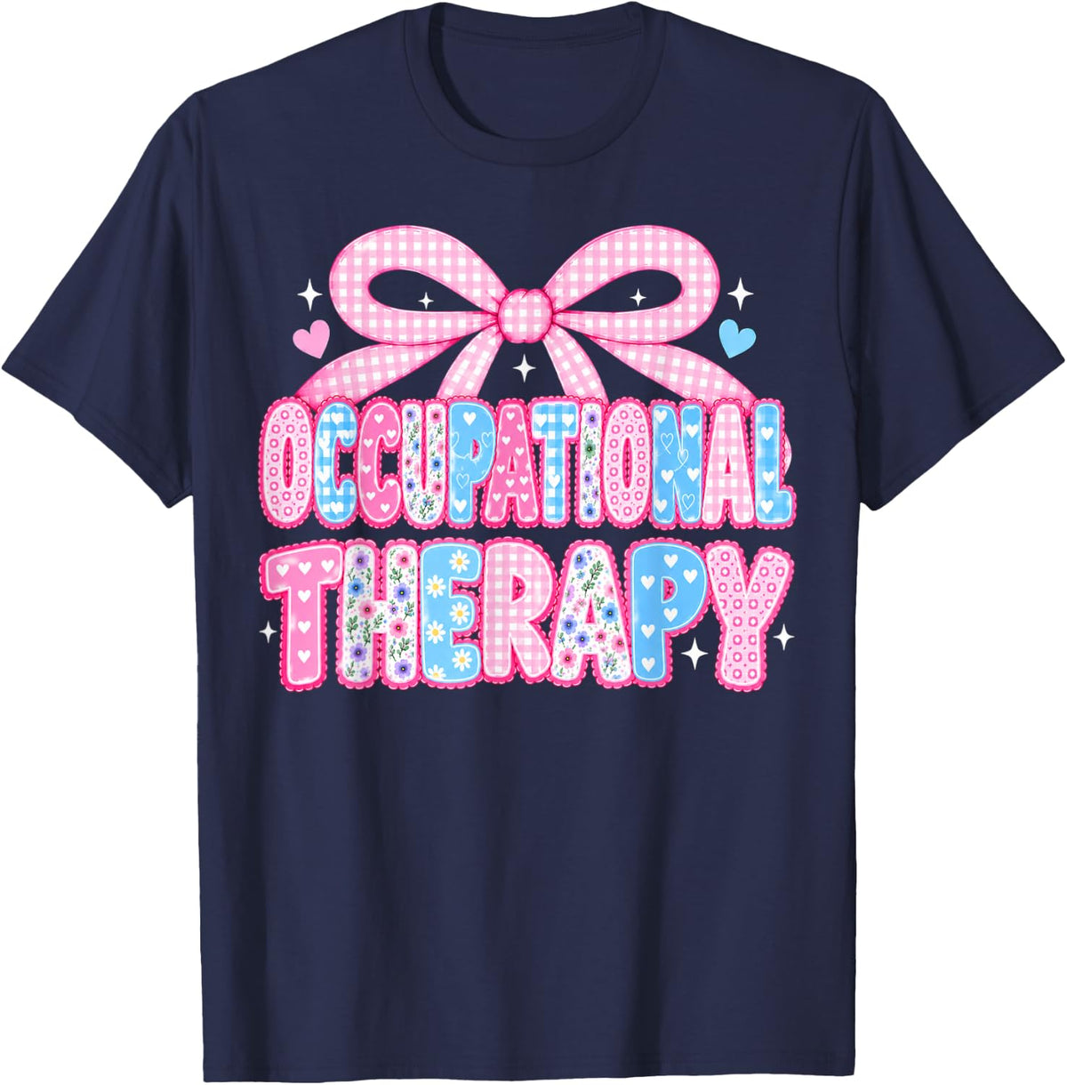 Occupational Therapy Coquette Bow OT Occupational Therapist T-Shirt - Navy Blue