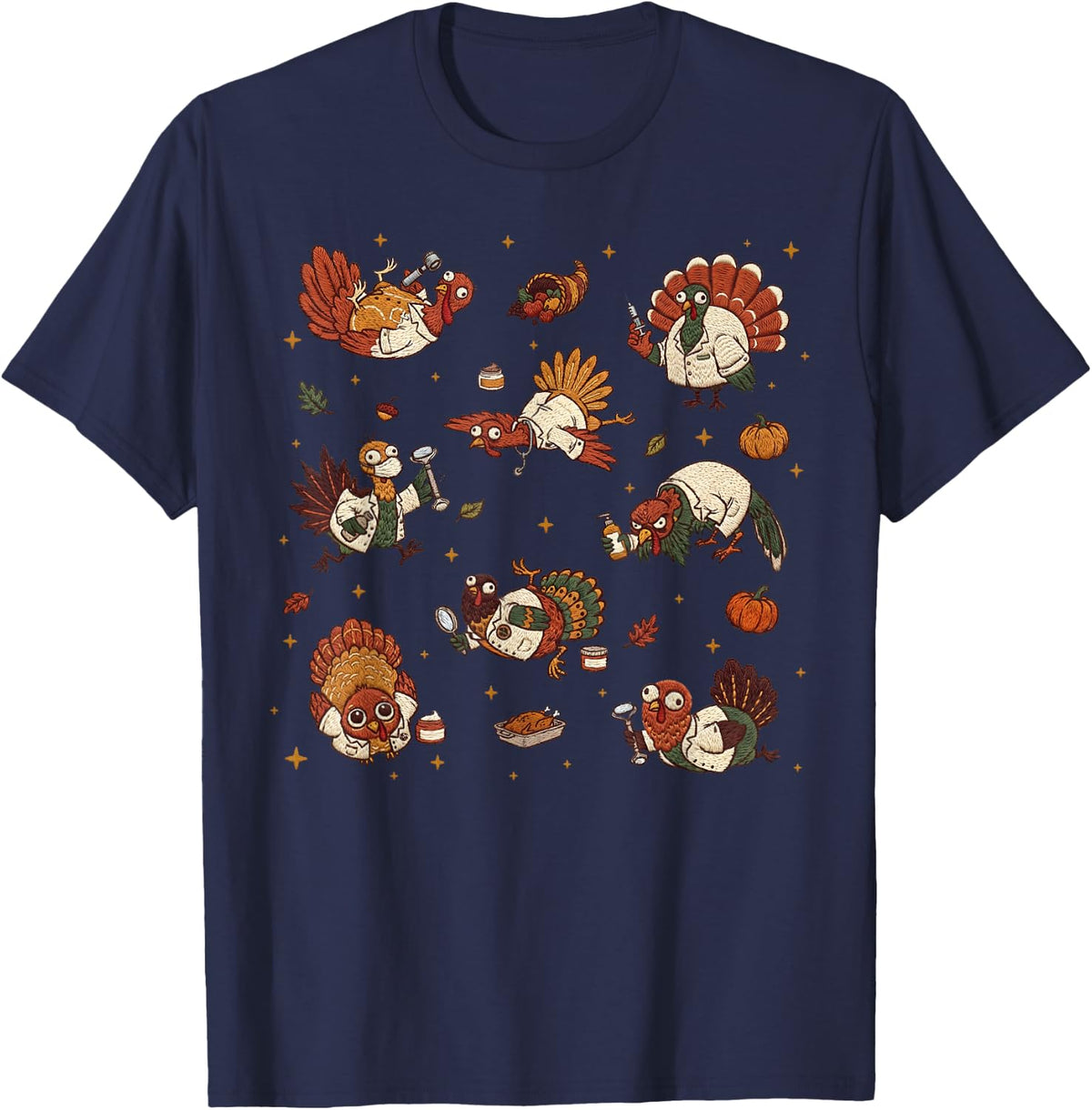 Turkey Dermatology Aesthetic Esthetician Thanksgiving Fall T-Shirt - Navy Blue