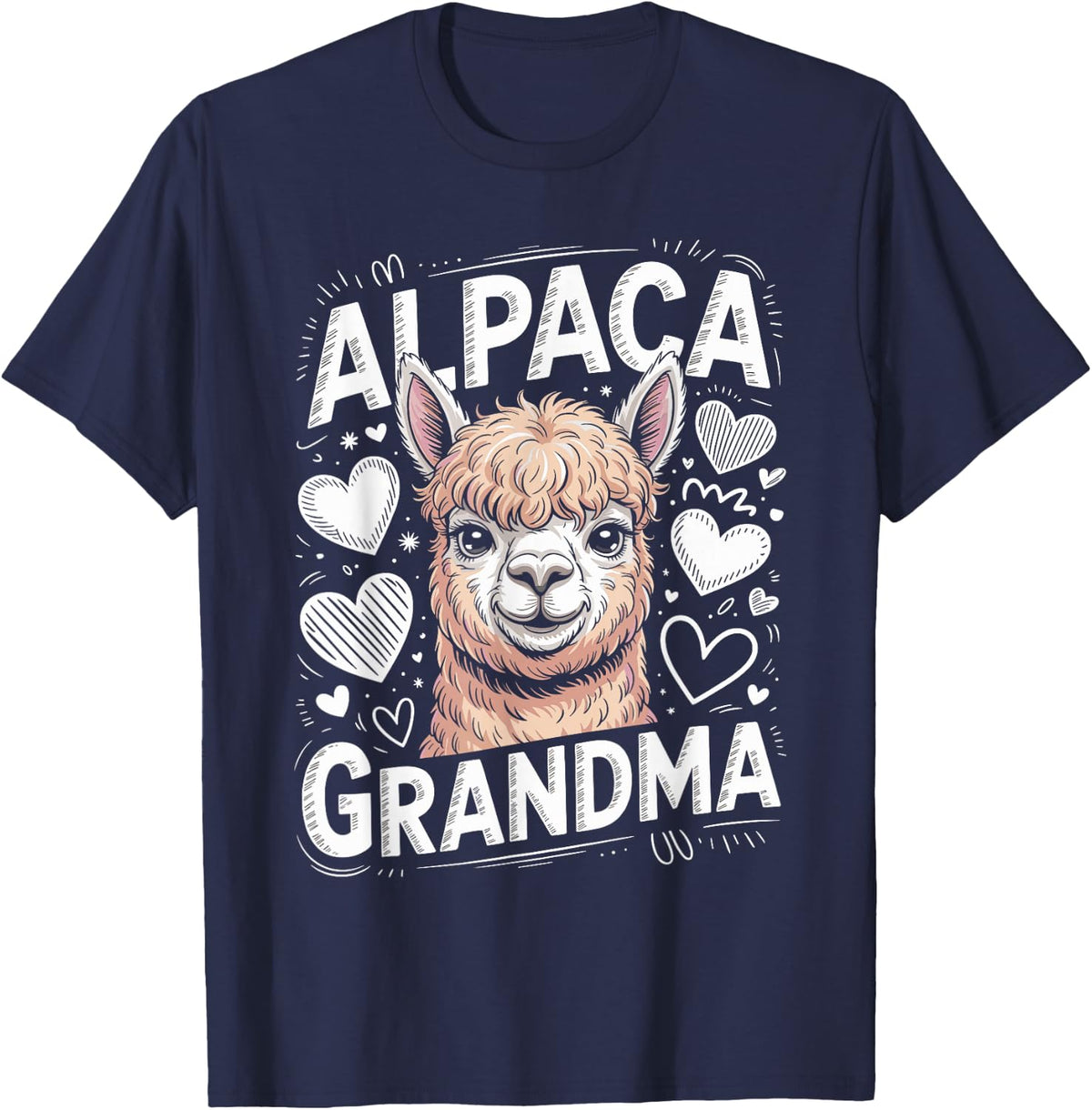Alpaca Grandma Grandmother T-Shirt - Navy Blue
