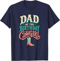 Dad Cowgirl Birthday First Rodeo Celebration T-Shirt - Navy Blue