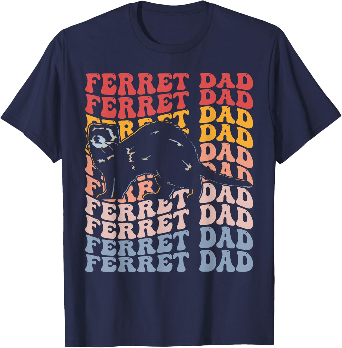 Ferret Dad Groovy Ferret Dad T-Shirt - Navy Blue