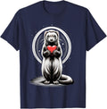 Ferret Holding Heart Valentine's Day Cute Valentine T-Shirt - Navy Blue