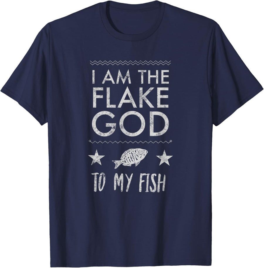 Flake God Aquarium Fish Tank Aquarist Funny Gift T-Shirt - Navy Blue