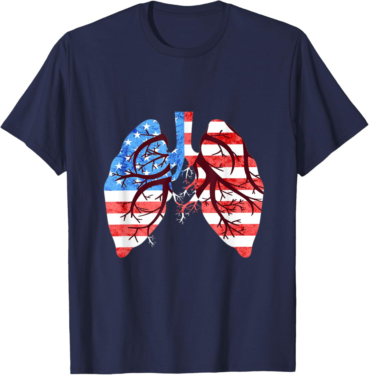 Respiratory Therapy American Flag Lung Therapist T-Shirt for Women Men - Navy Blue