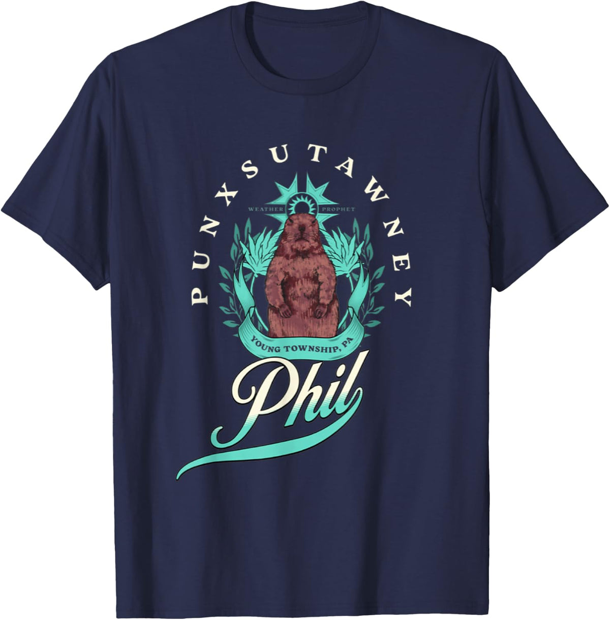 Weather Prophet Punxsutawney Phil GroundHog Day T-Shirt - Navy Blue