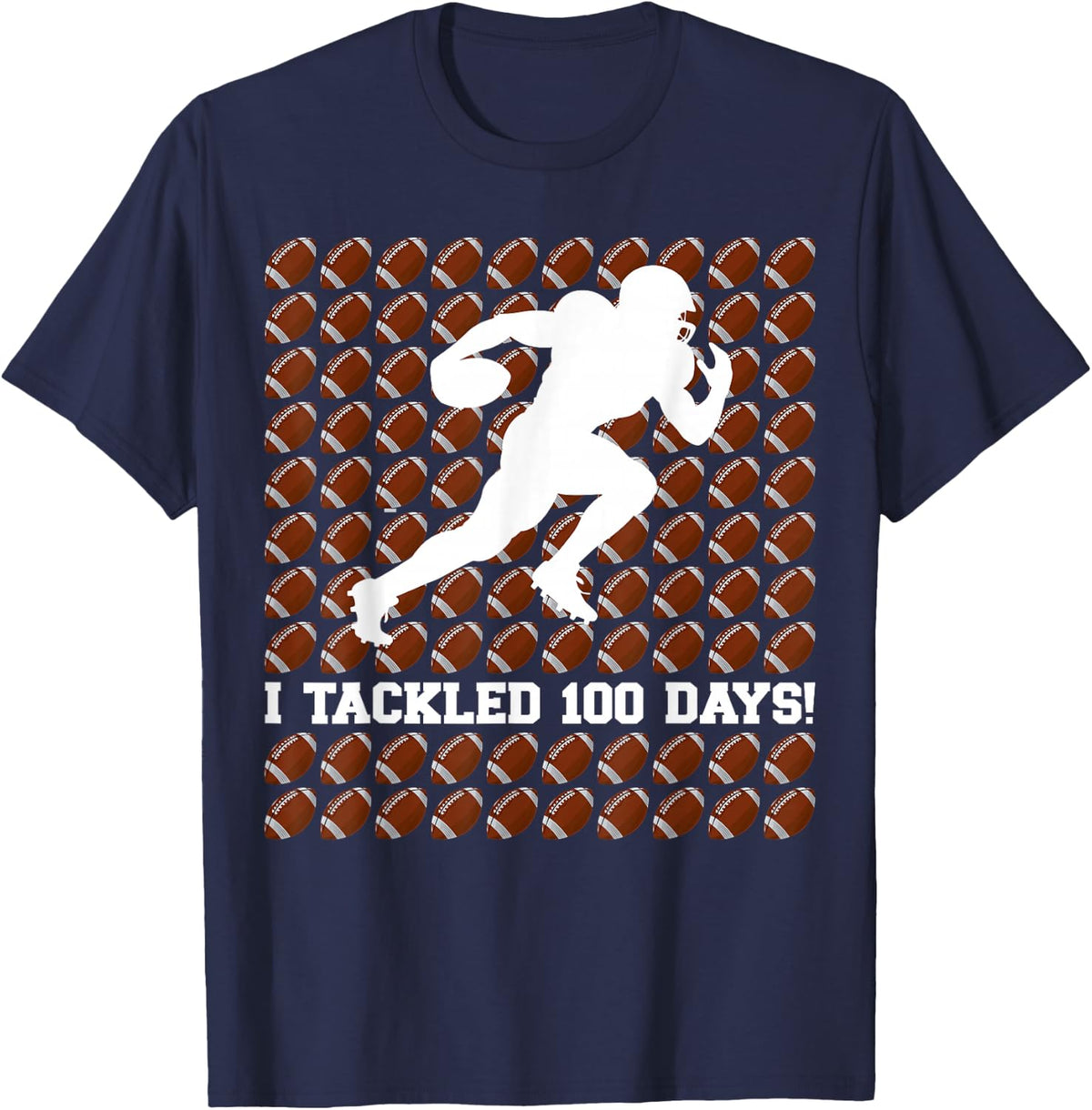 I Tackled 100 Days of School Football 100 Days Smarter Boys T-Shirt - Navy Blue
