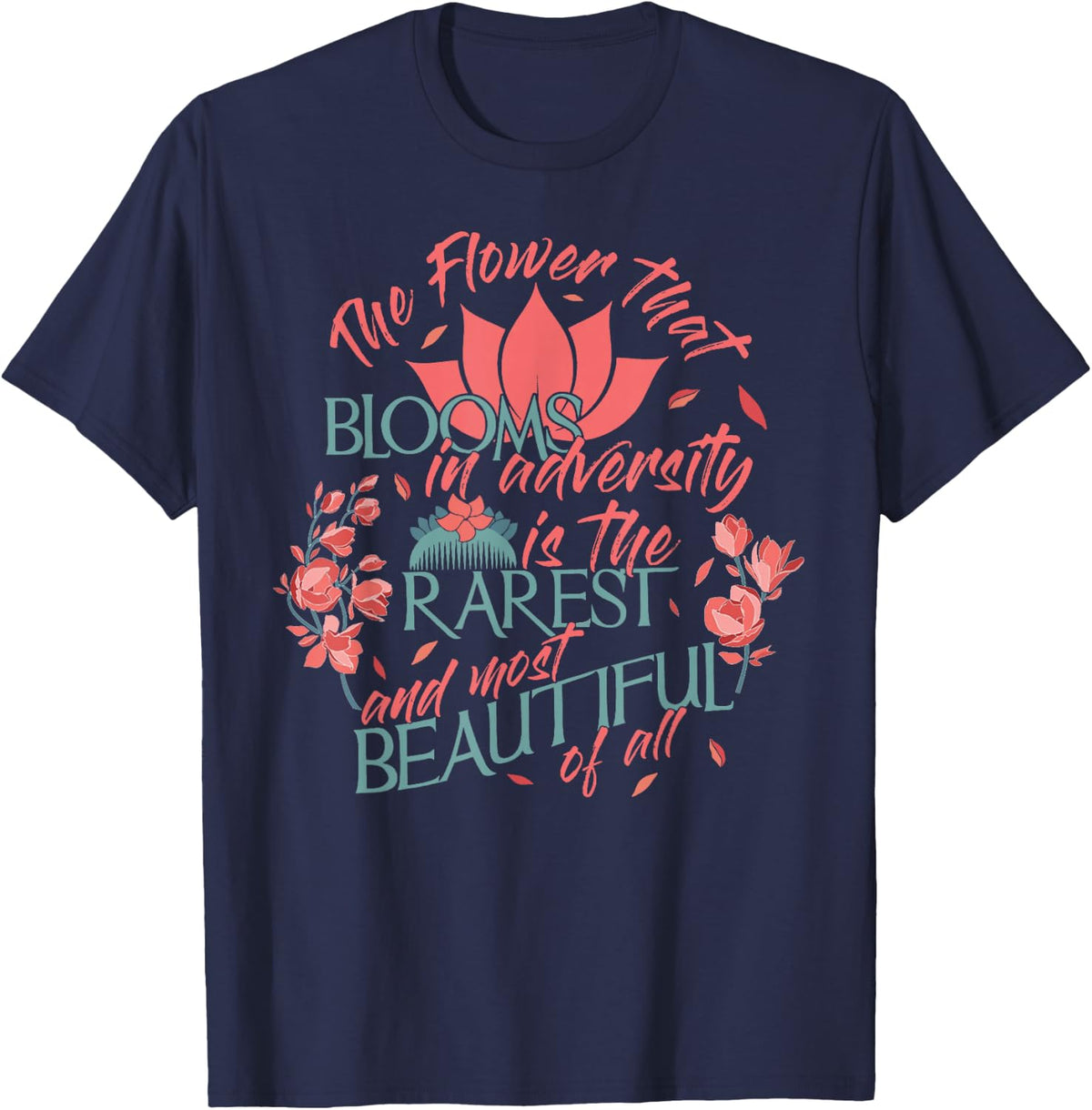 Flower That Blooms In Adversity Teacher Special Education T-Shirt - Navy Blue